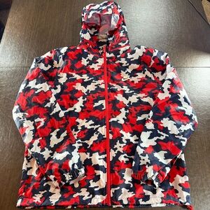 Nike Camo Windbreaker Jacket - Red, White, and Blue Sz L